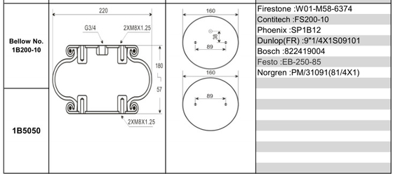 Ressort pneumatique en caoutchouc de Firestone de ressort de tour de l'air W01-M58-6374/FS200-10