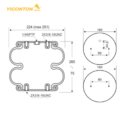 Ressort pneumatique compliqué de Doubl de ressort pneumatique de l'autobus W01-358-6910 de Hendrickson S-8768 45843-3