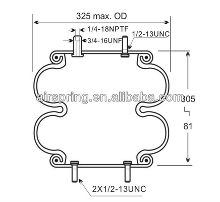 Double suspension compliquée Goodyear 2B12-313/Contitech FD330-22 364/Firetone W01-358-7405 d'air de ressort pneumatique