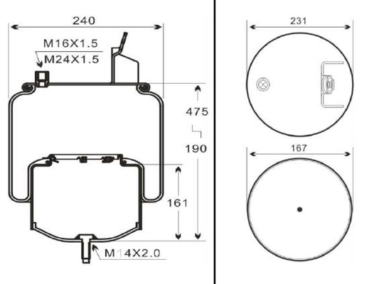 Ressort pneumatique de camion Firestone W01-M58-8474 Goodyear 1R10-704 20582215 pour le ressort pneumatique de