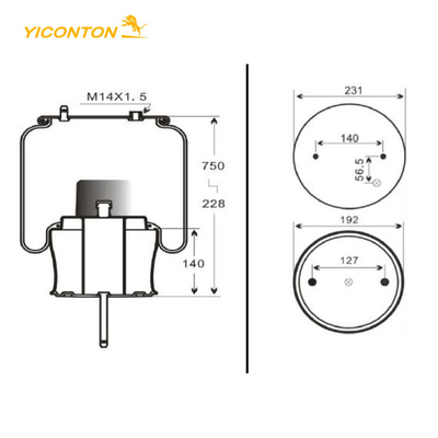 Ressort de suspension d'air de remorque 1DF20A-2 Goodyear 1R11-185 566-22-3-859 1440305 pour l'autobus de Scania